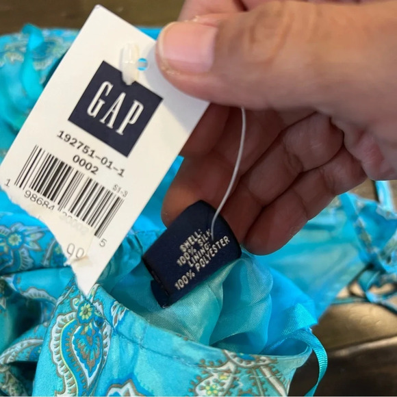 GAP Vintage Paisley Halter Dress Silk Slip Size 2 Small Blue Open Back NWT y2k - Picture 6 of 6